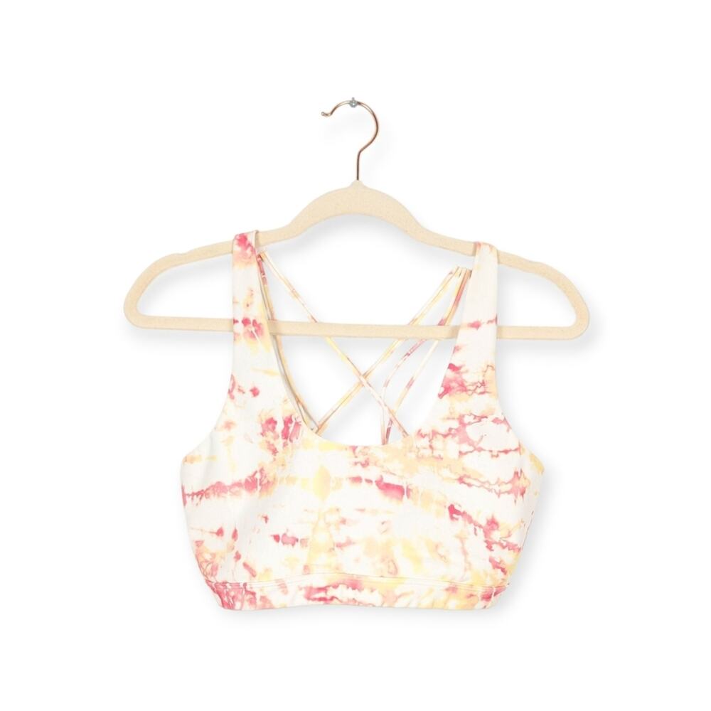 Wildfox Chloe Sports Bra L Sunny Tie Dye Strappy Back Athletic Yoga Athleisure